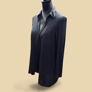 Whimsigoth Dark Fairy Drapey Black Top Pleione Blouse Small